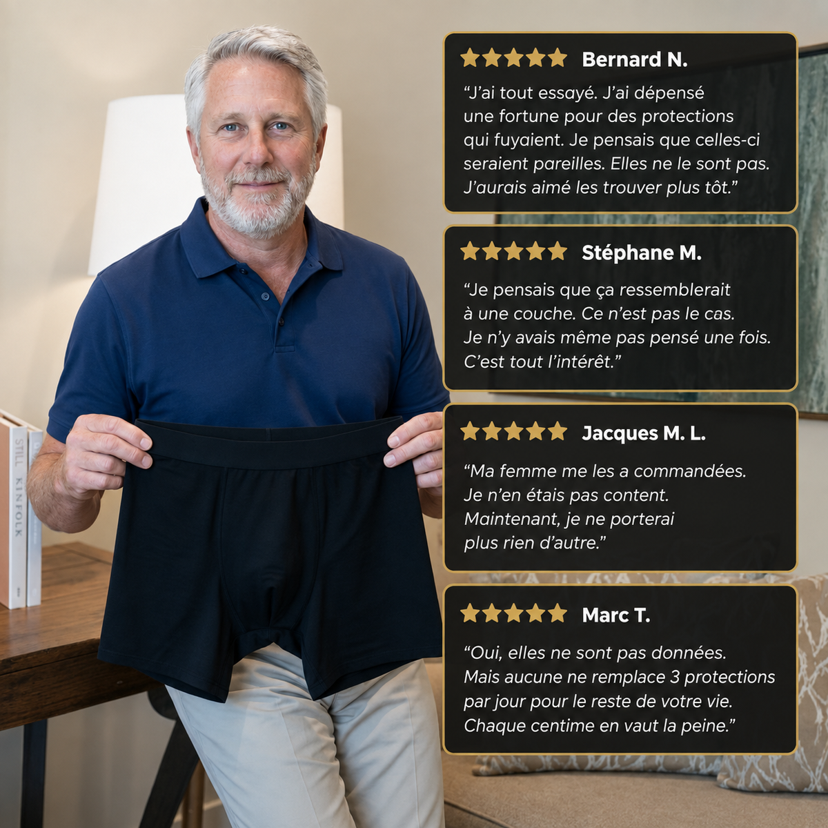 Boxers pour hommes offrant une protection optimale toute la journée