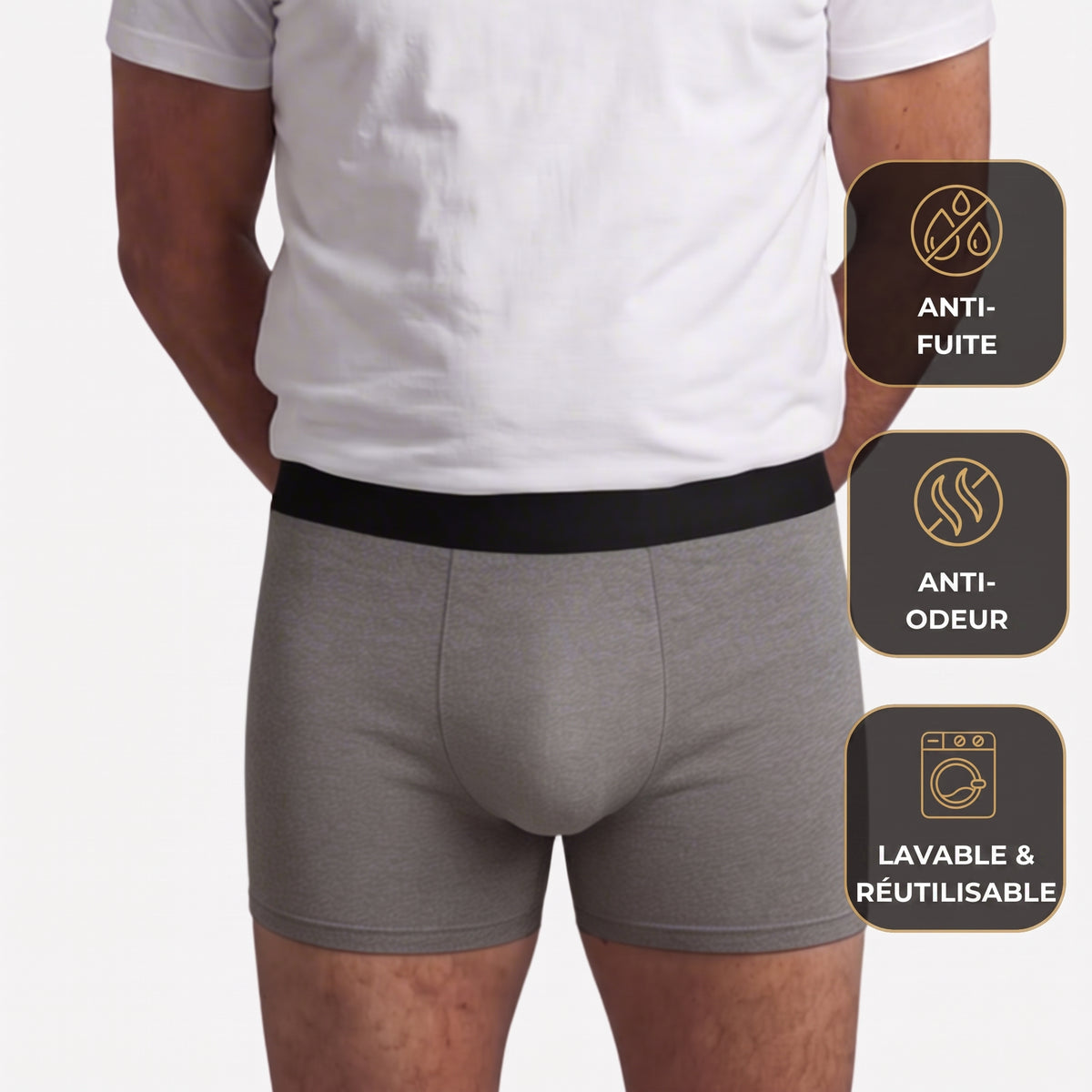 Boxers pour hommes offrant une protection optimale toute la journée